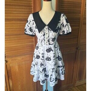 Dark in Love Goth Punk Dollcore Kawaii Lolita Mystic Moon Kitty Cat Dress M